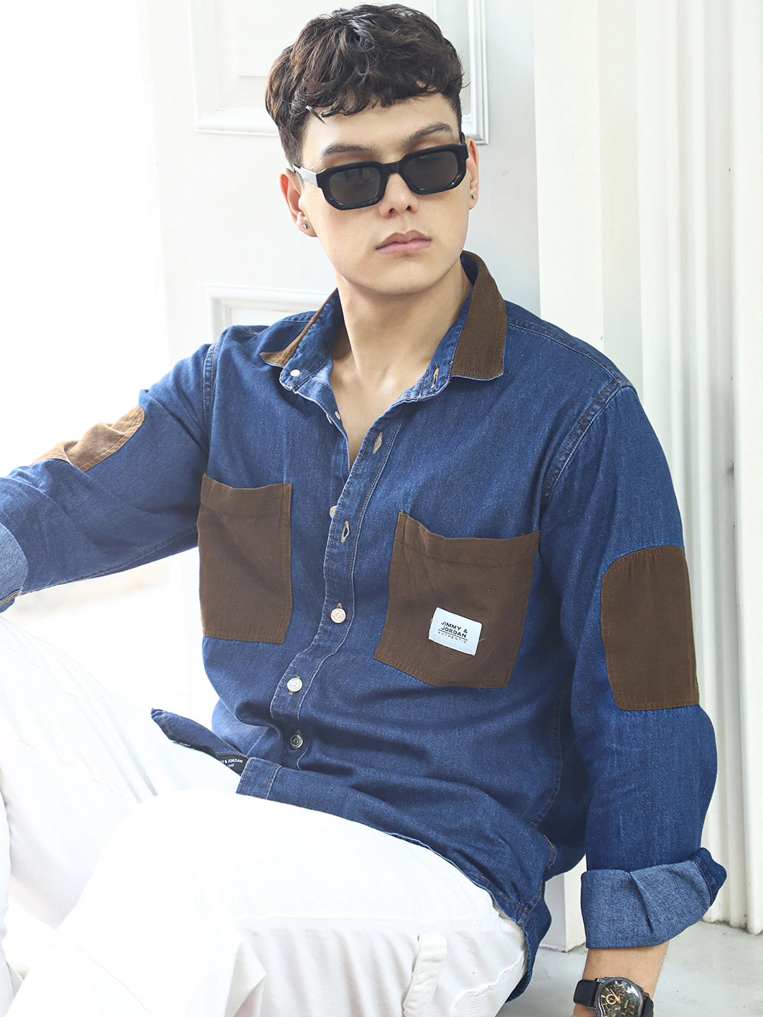 Fade Fit Night Blue Washed Corduroy Denim Shirt