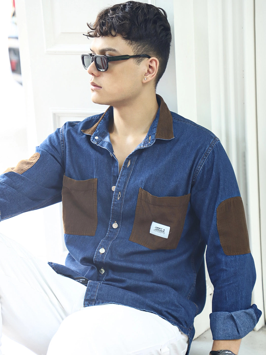 Fade Fit Night Blue Washed Corduroy Denim Shirt