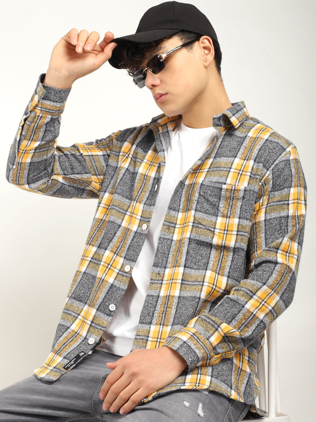 Storm Twill BLACK & Grey Flannel Check Shirt