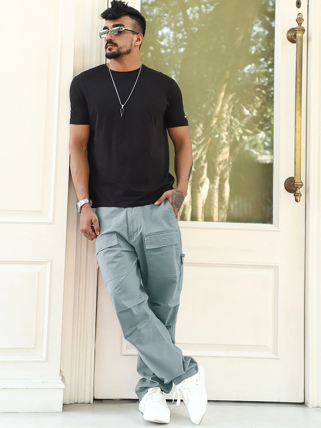 Riverside Chrome Grey Cotton Cargo