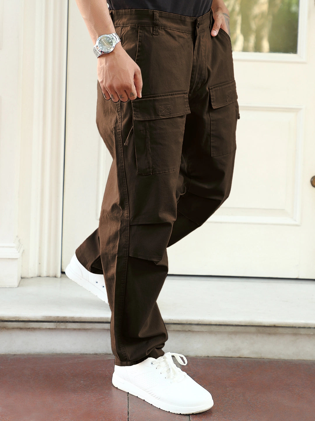 Riverside Dark Brown Cotton Cargo