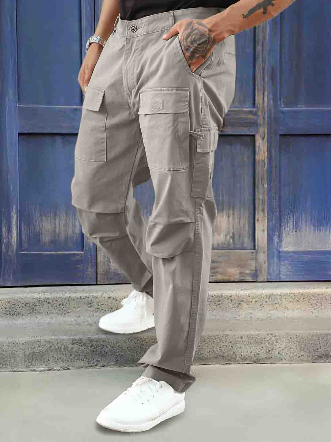 Riverside Stone Grey Cotton Cargo