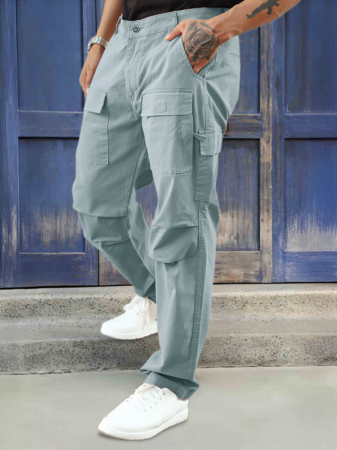 Riverside Chrome Grey Cotton Cargo