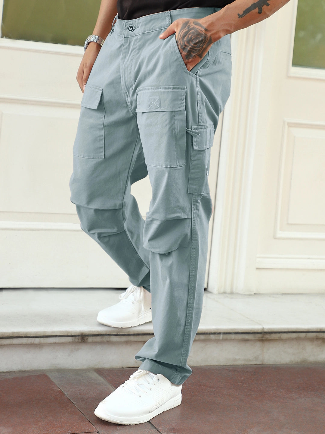 Riverside Chrome Grey Cotton Cargo