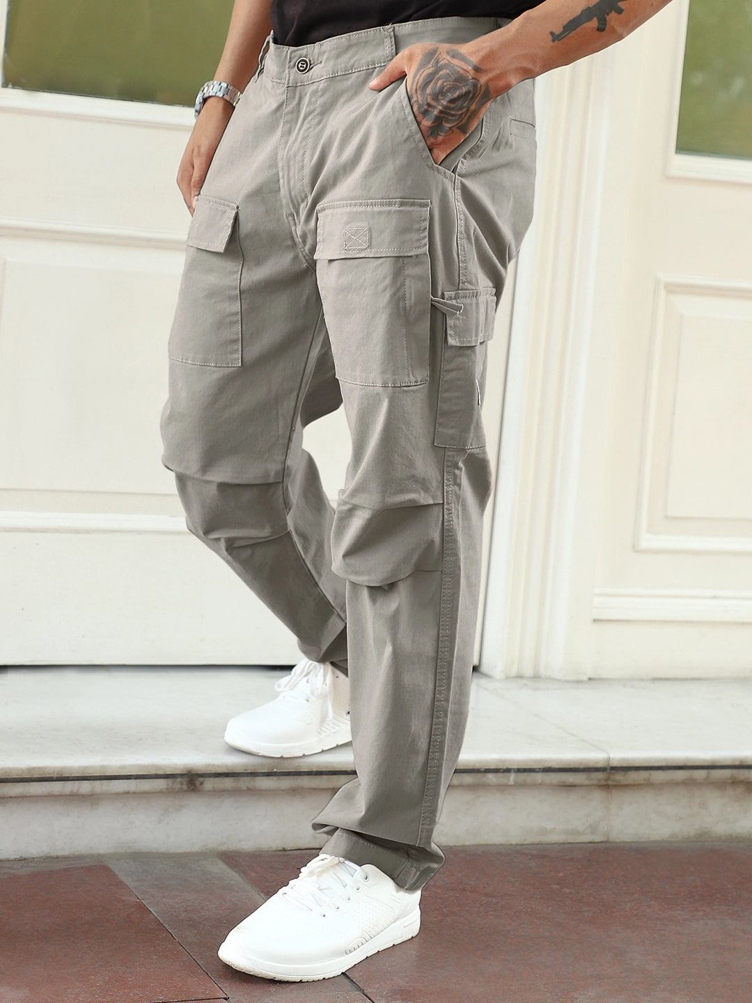 Riverside Stone Grey Cotton Cargo