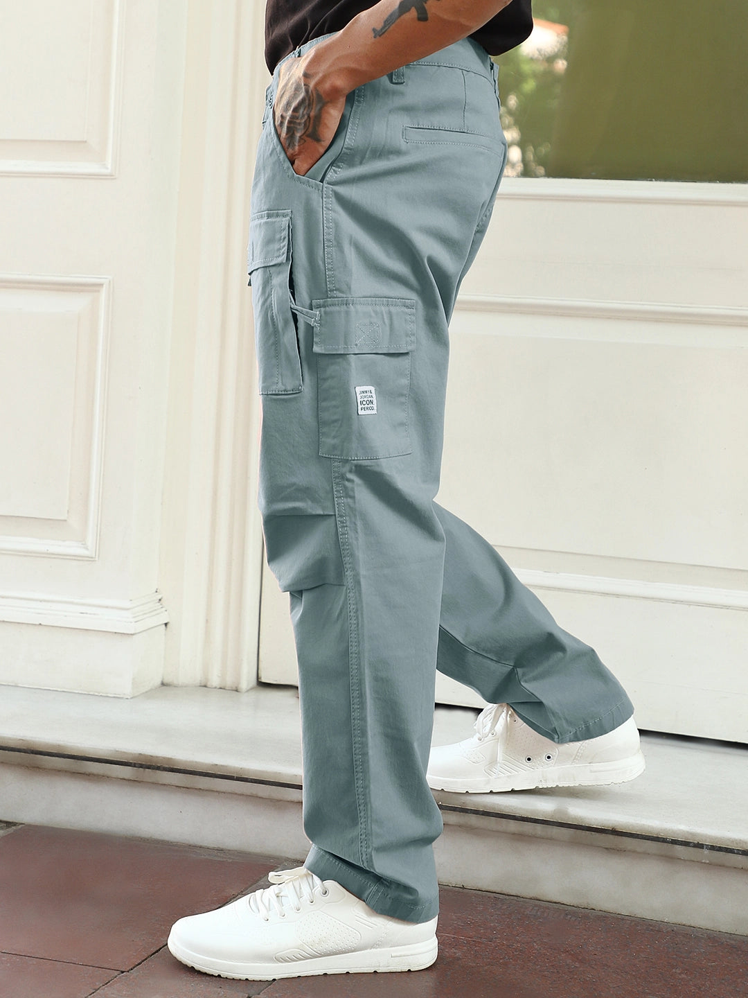 Riverside Chrome Grey Cotton Cargo