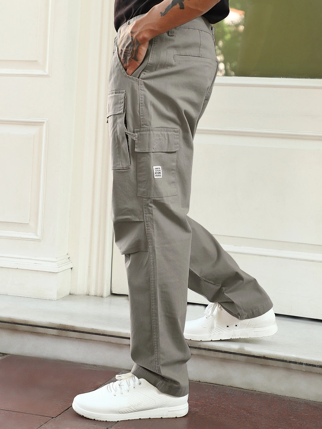 Riverside Stone Grey Cotton Cargo