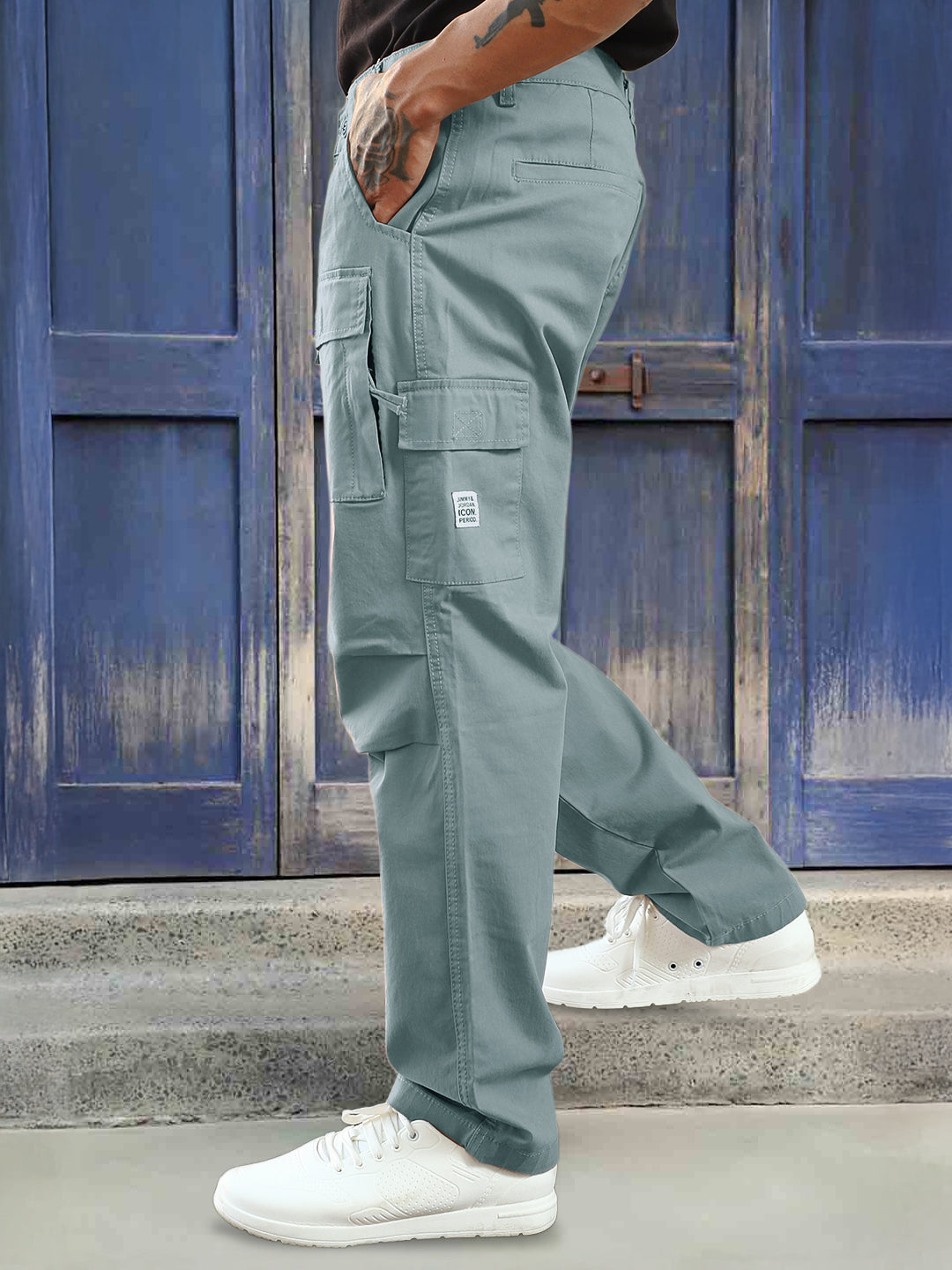 Riverside Chrome Grey Cotton Cargo