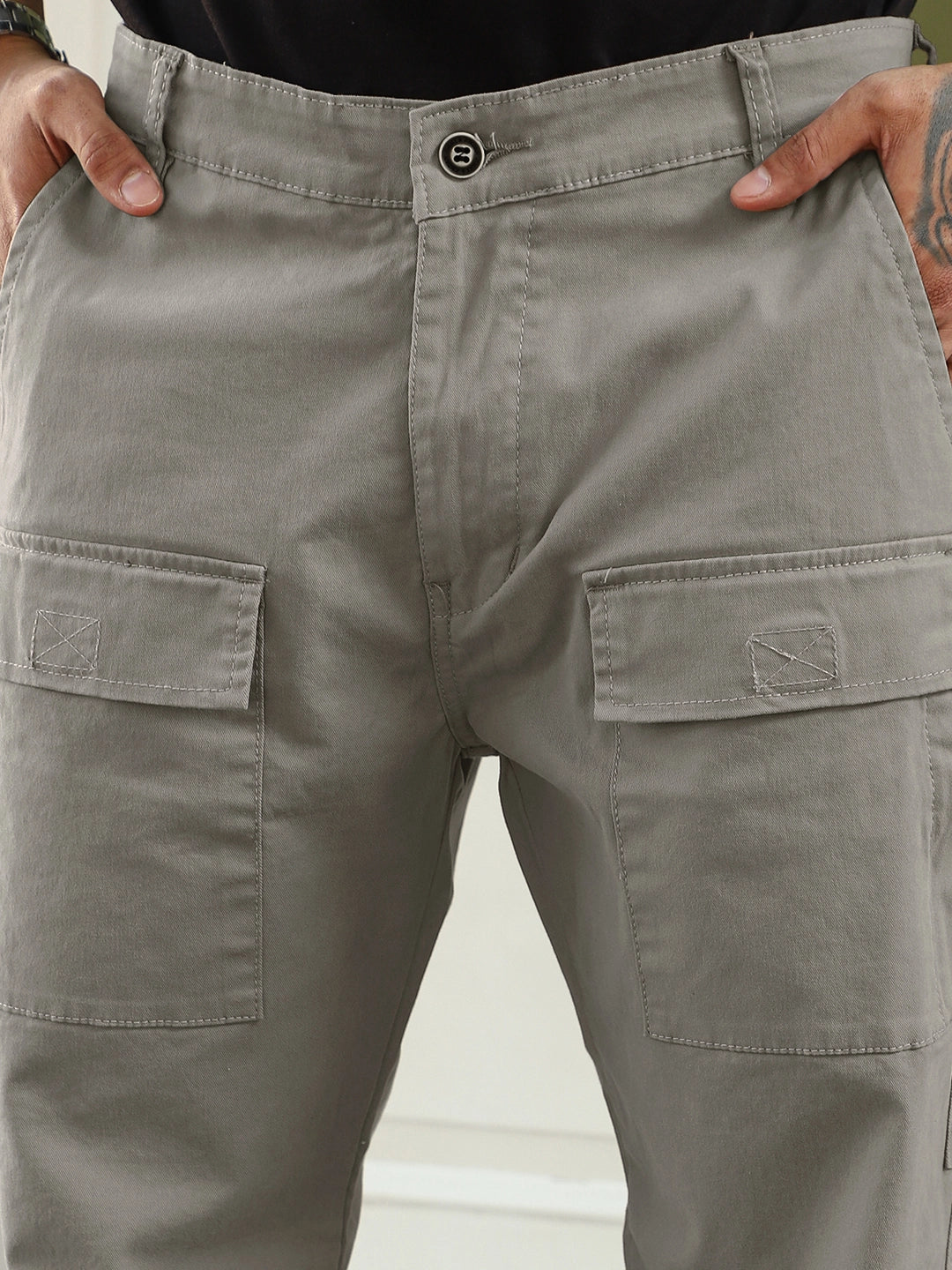 Riverside Stone Grey Cotton Cargo