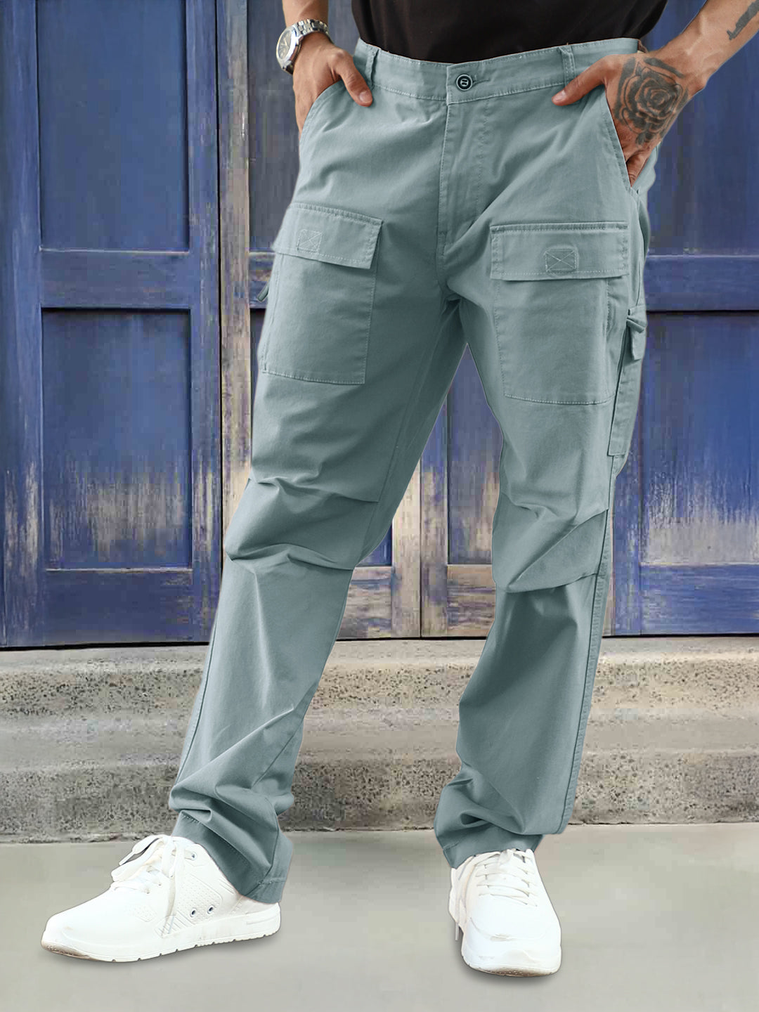 Riverside Chrome Grey Cotton Cargo