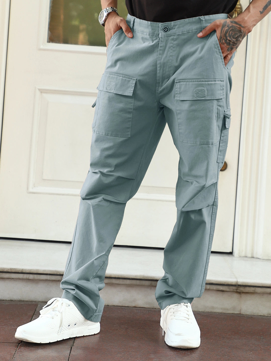 Riverside Chrome Grey Cotton Cargo