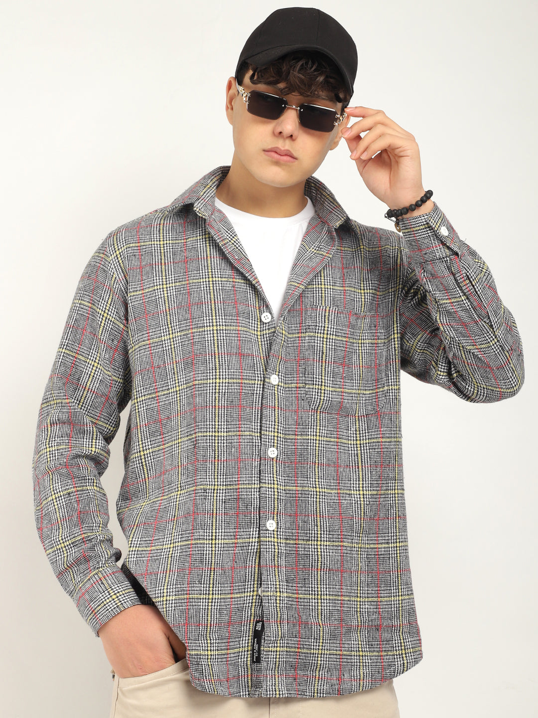 White Check Shirt Men