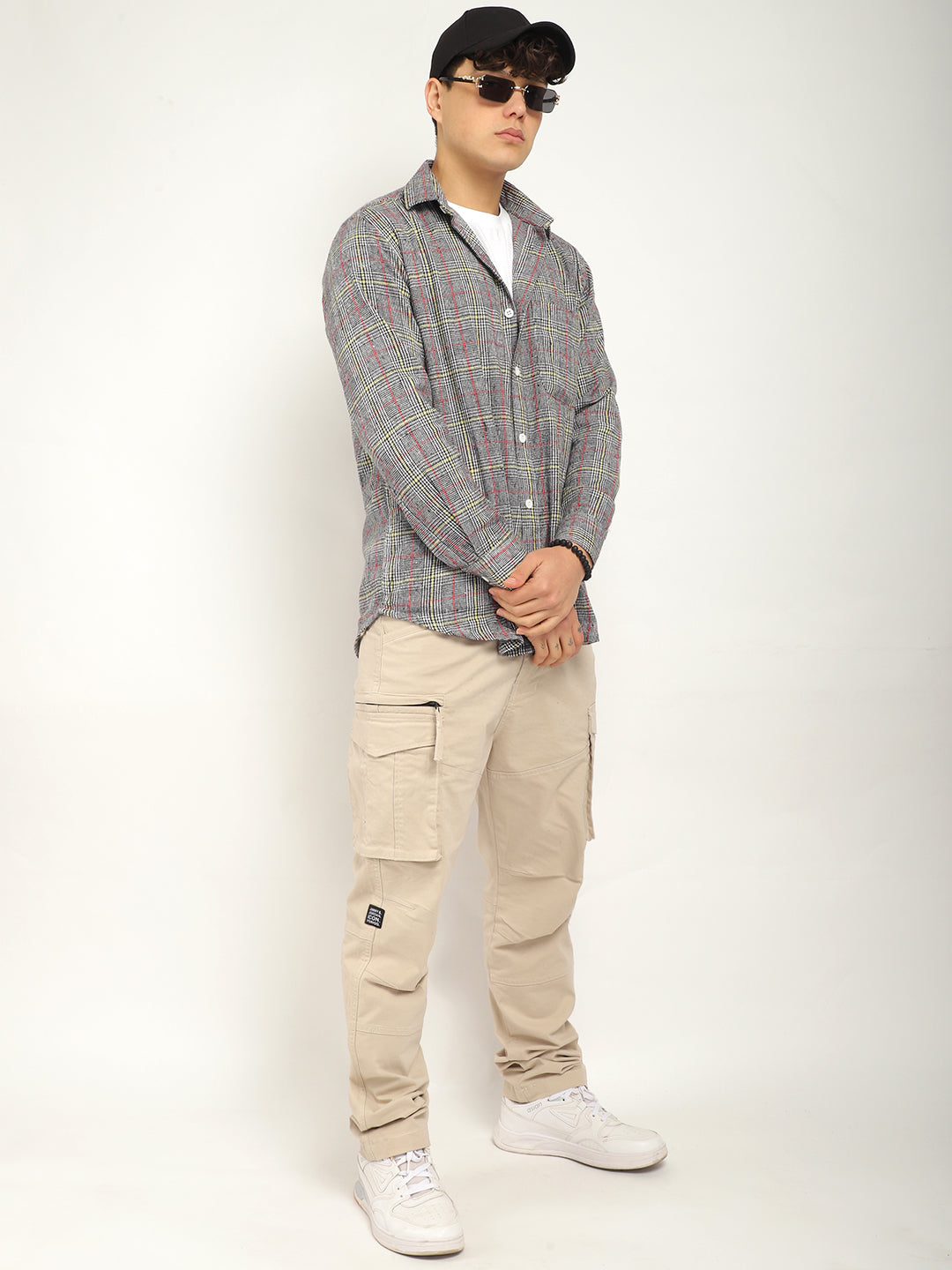 White Check Shirt Men