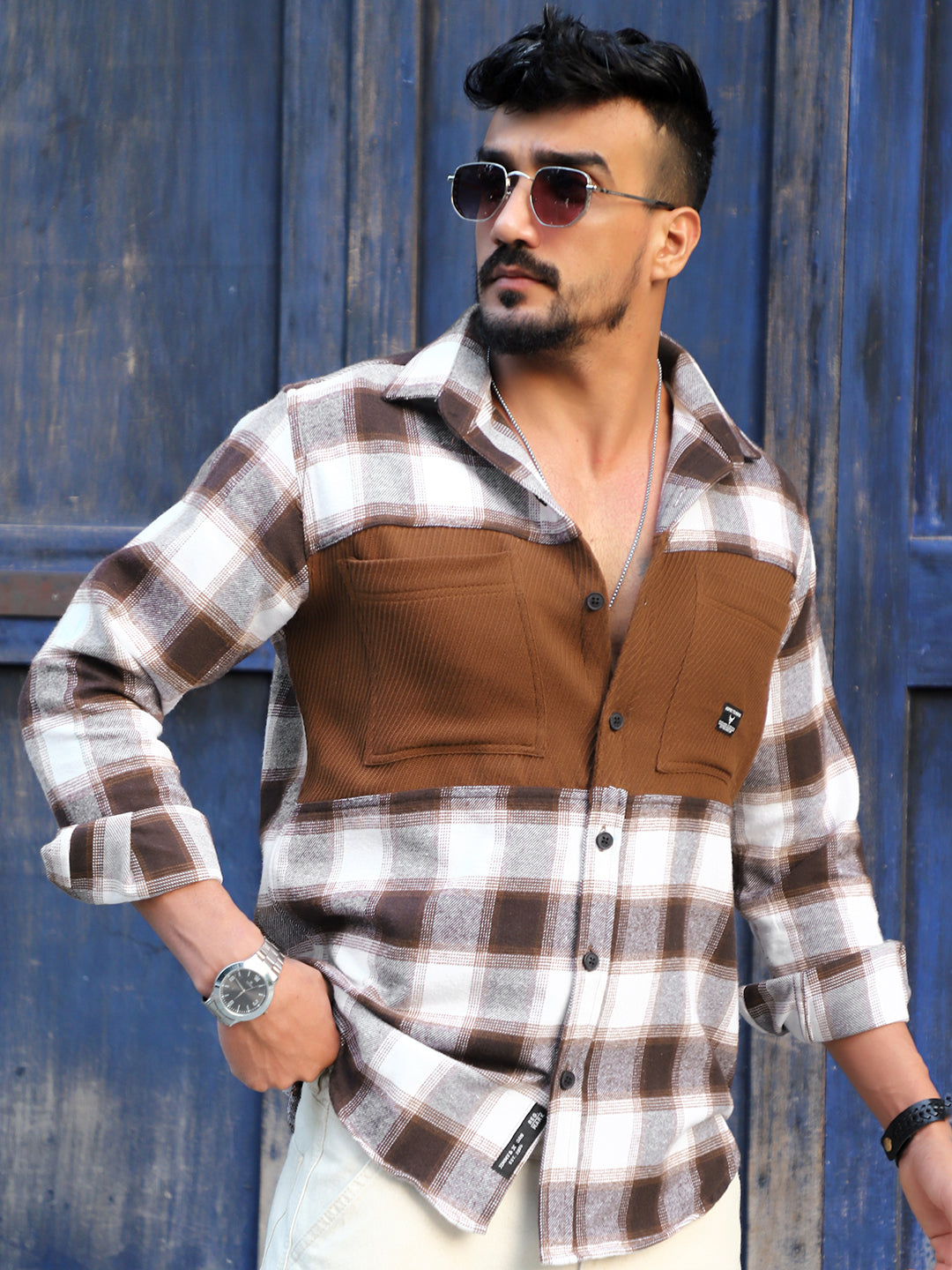 Thunderbird  Mocha Brown Check Full Sleeve Shirt