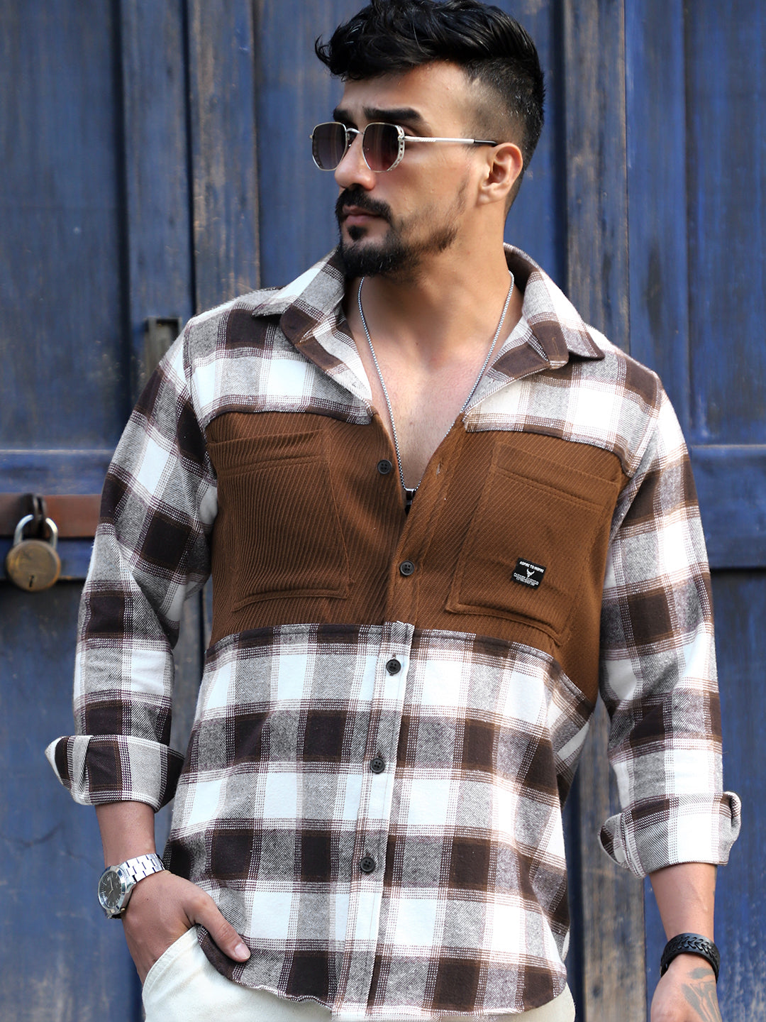 Thunderbird  Mocha Brown Check Full Sleeve Shirt