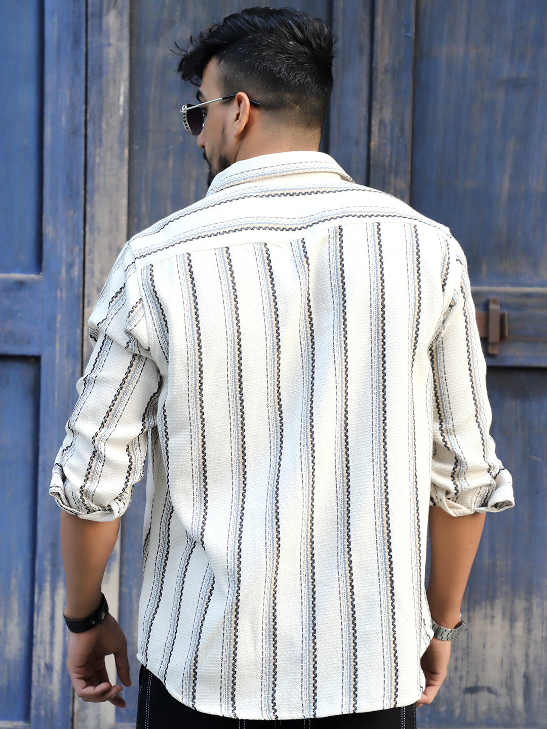 Miura Mood White Stripe Full Sleeve Shirt