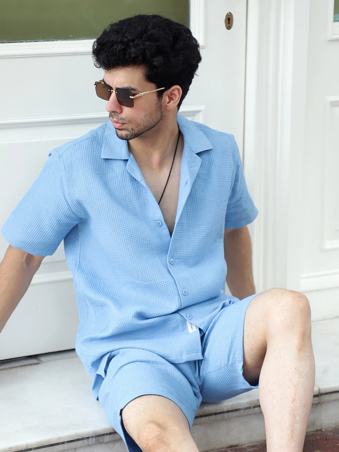 Vintage Textured Ocean Blue Co Ord Set