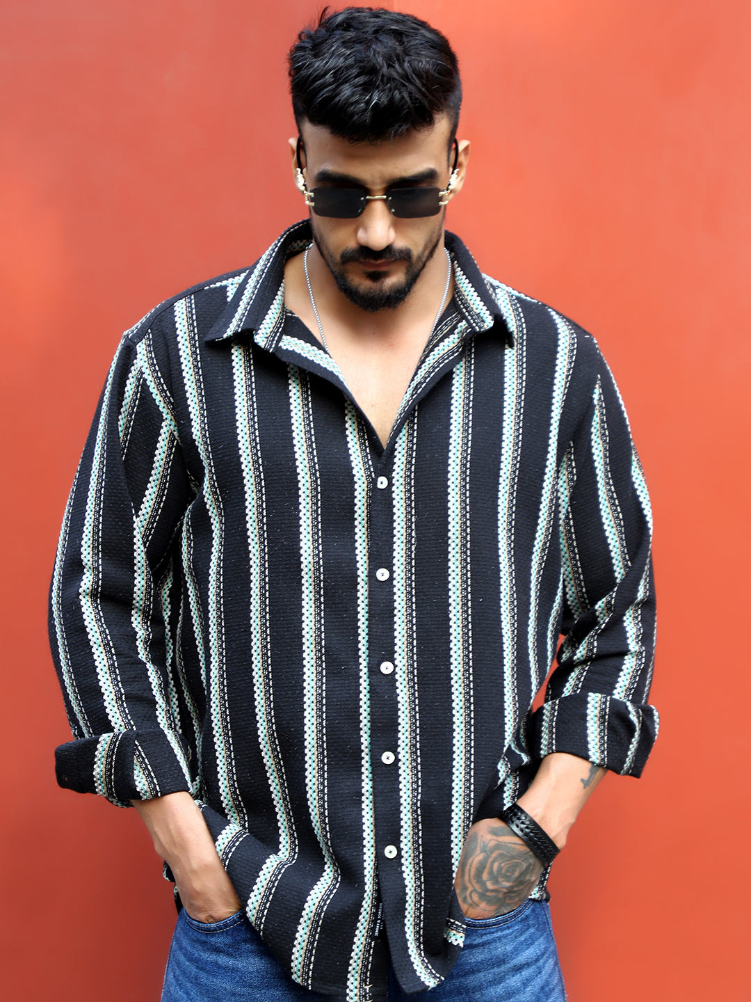 Miura Mood Black Stripe Full Sleeve Shirt