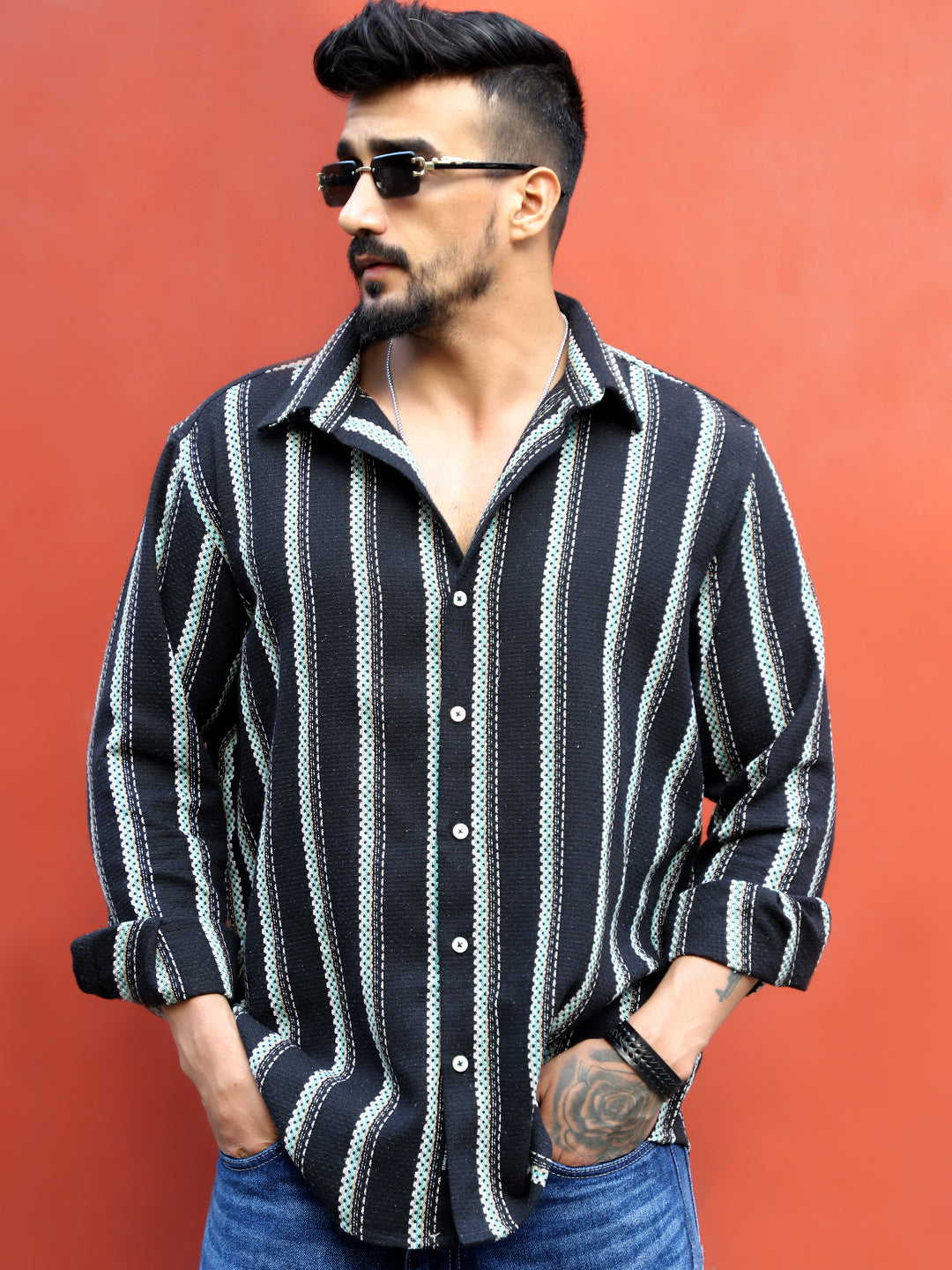 Miura Mood Black Stripe Full Sleeve Shirt
