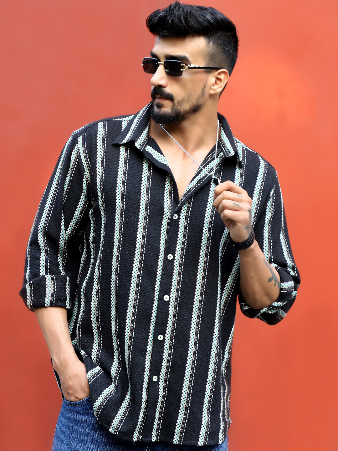 Miura Mood Black Stripe Full Sleeve Shirt