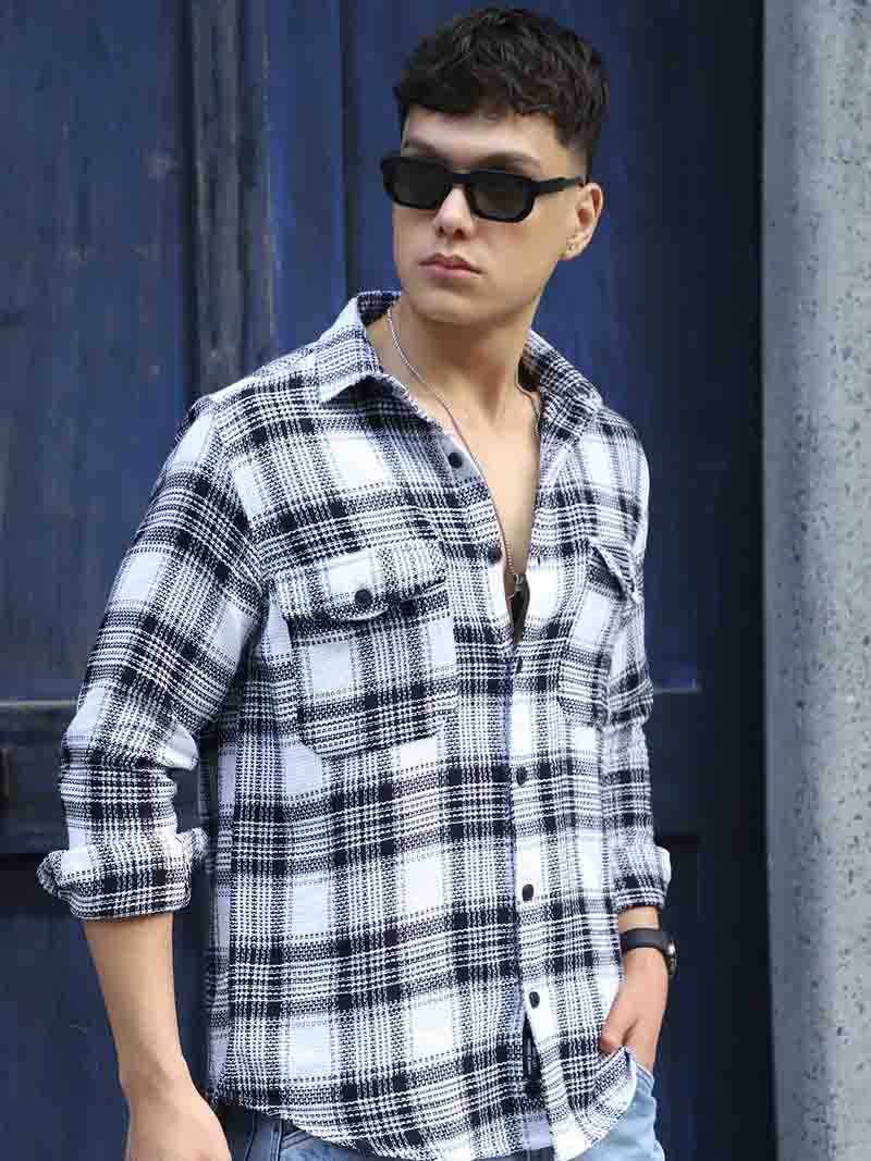 Chrome Fever White Check Full Sleeve Shirt