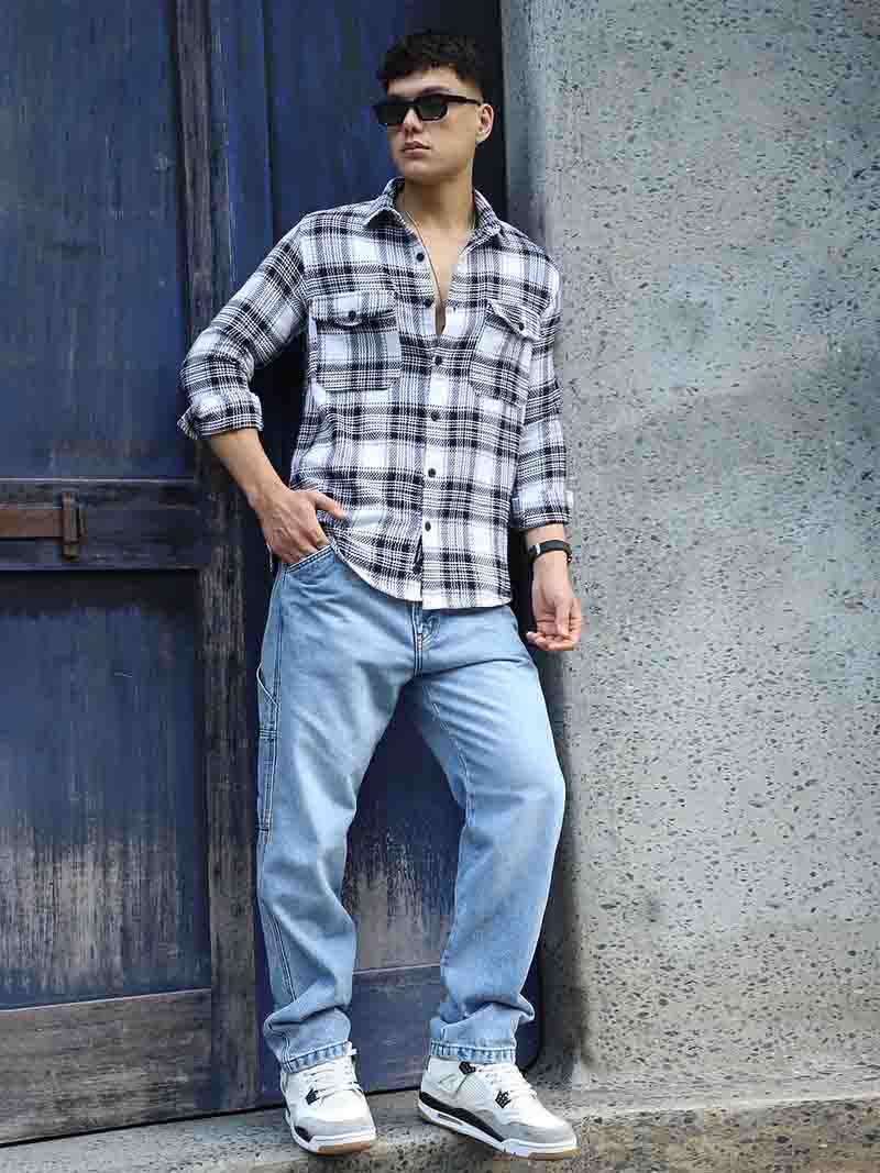 Chrome Fever White Check Full Sleeve Shirt