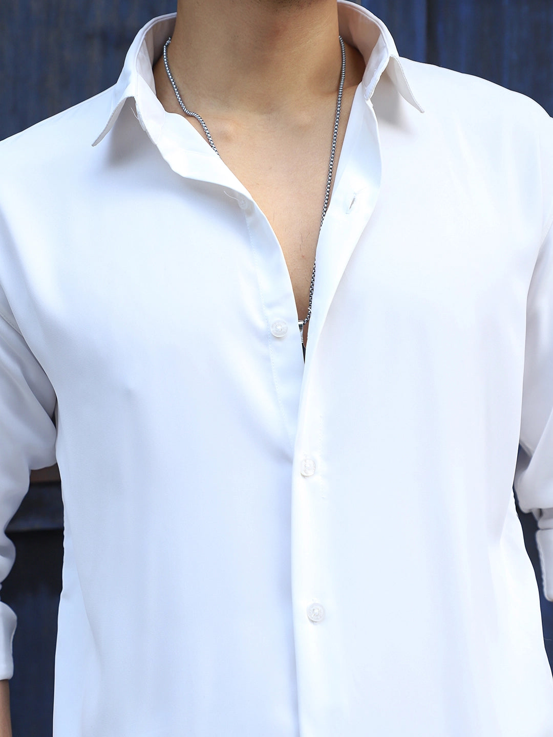 Oro Nero White Full Sleeve Plain Shirt