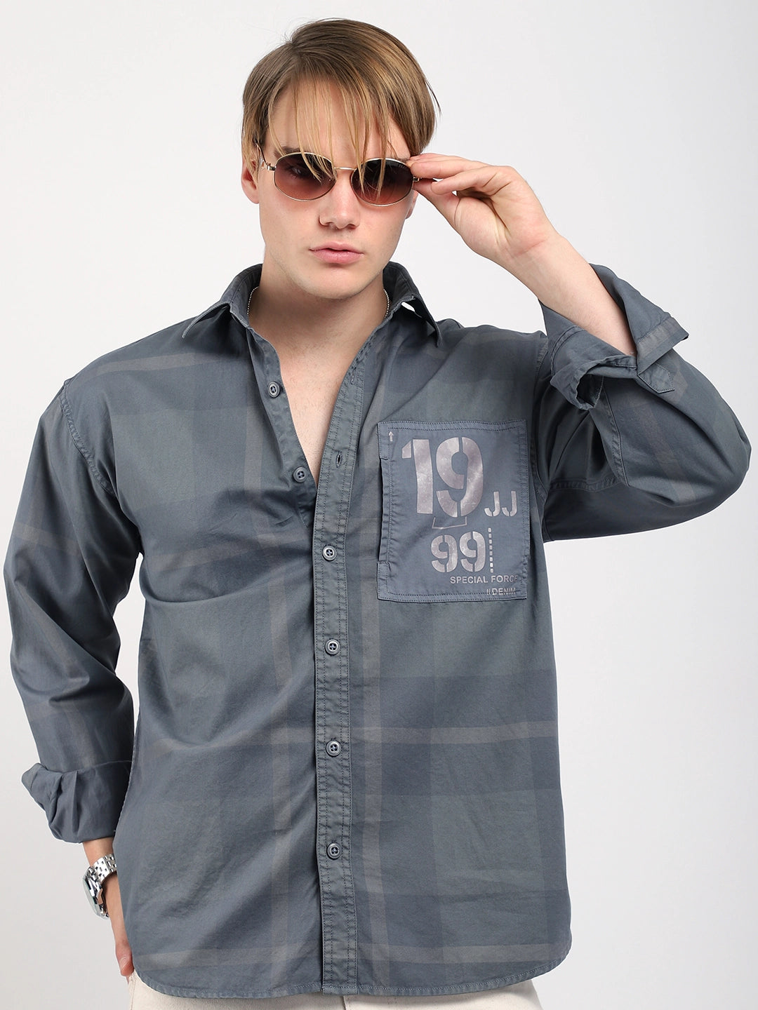 Monarch Dark Grey Cotton Shirts