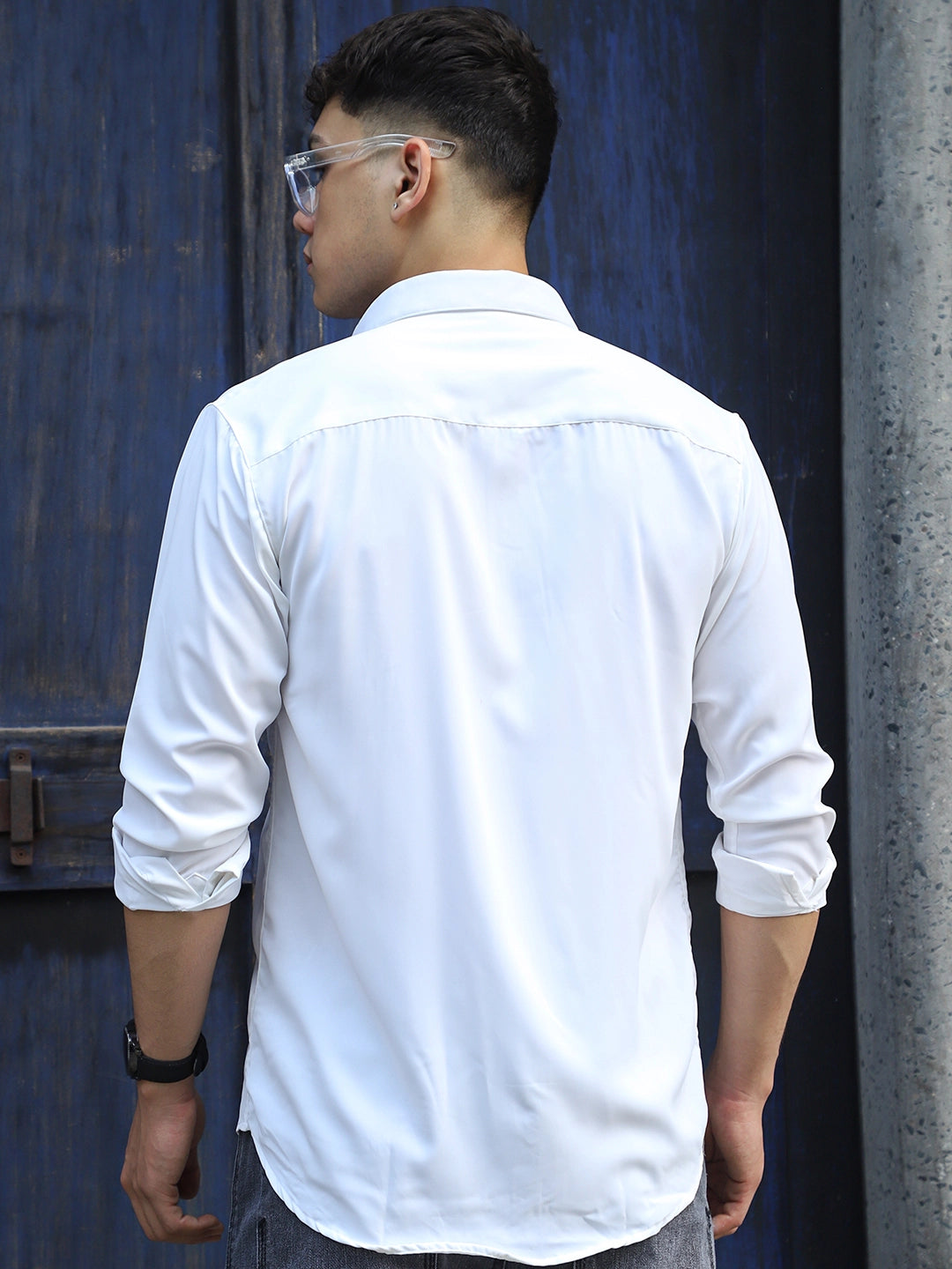 Oro Nero White Full Sleeve Plain Shirt