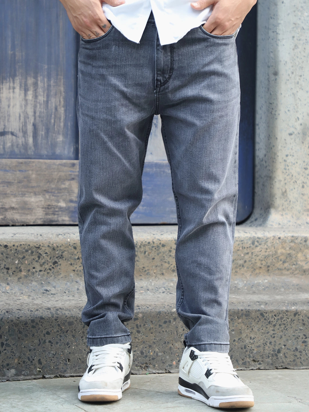 Pietra Dark Grey Denim Carrot Fit Jeans