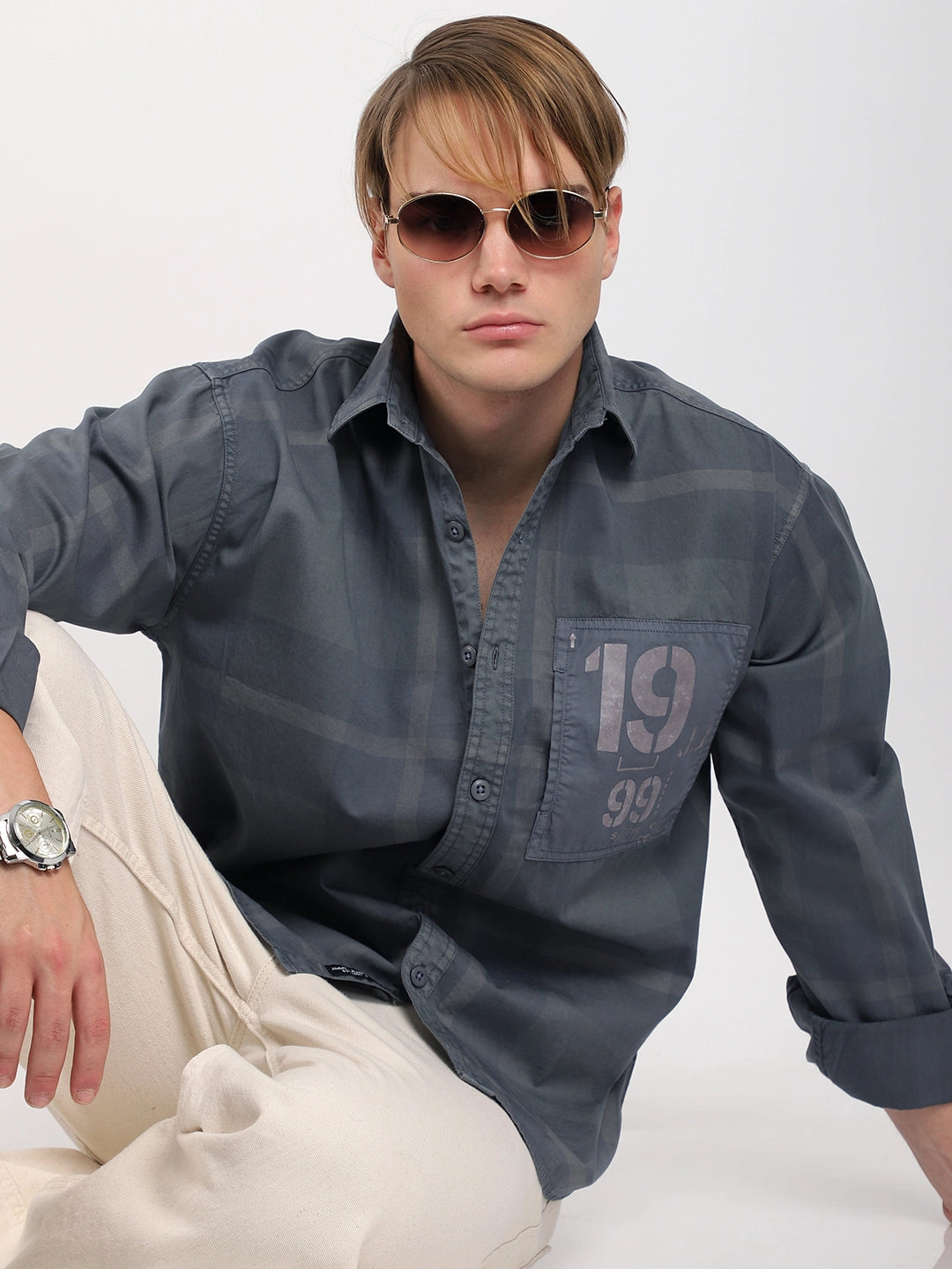 Monarch Dark Grey Cotton Shirts