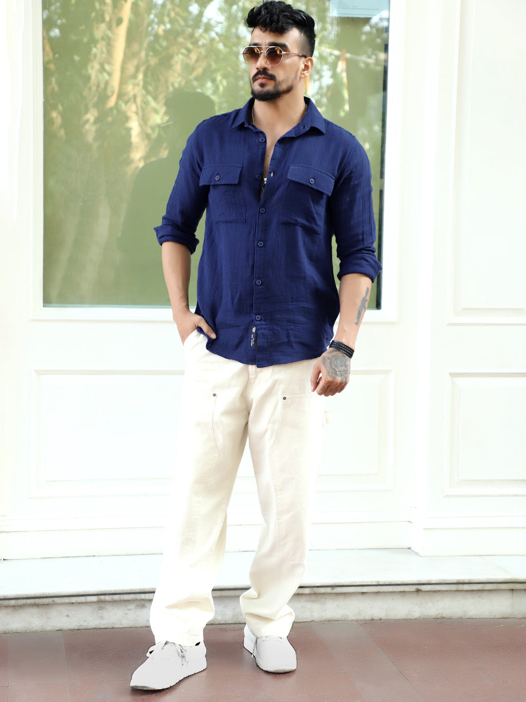 Vero Vibe Lucas Double Clothe Prussian Blue Shirt