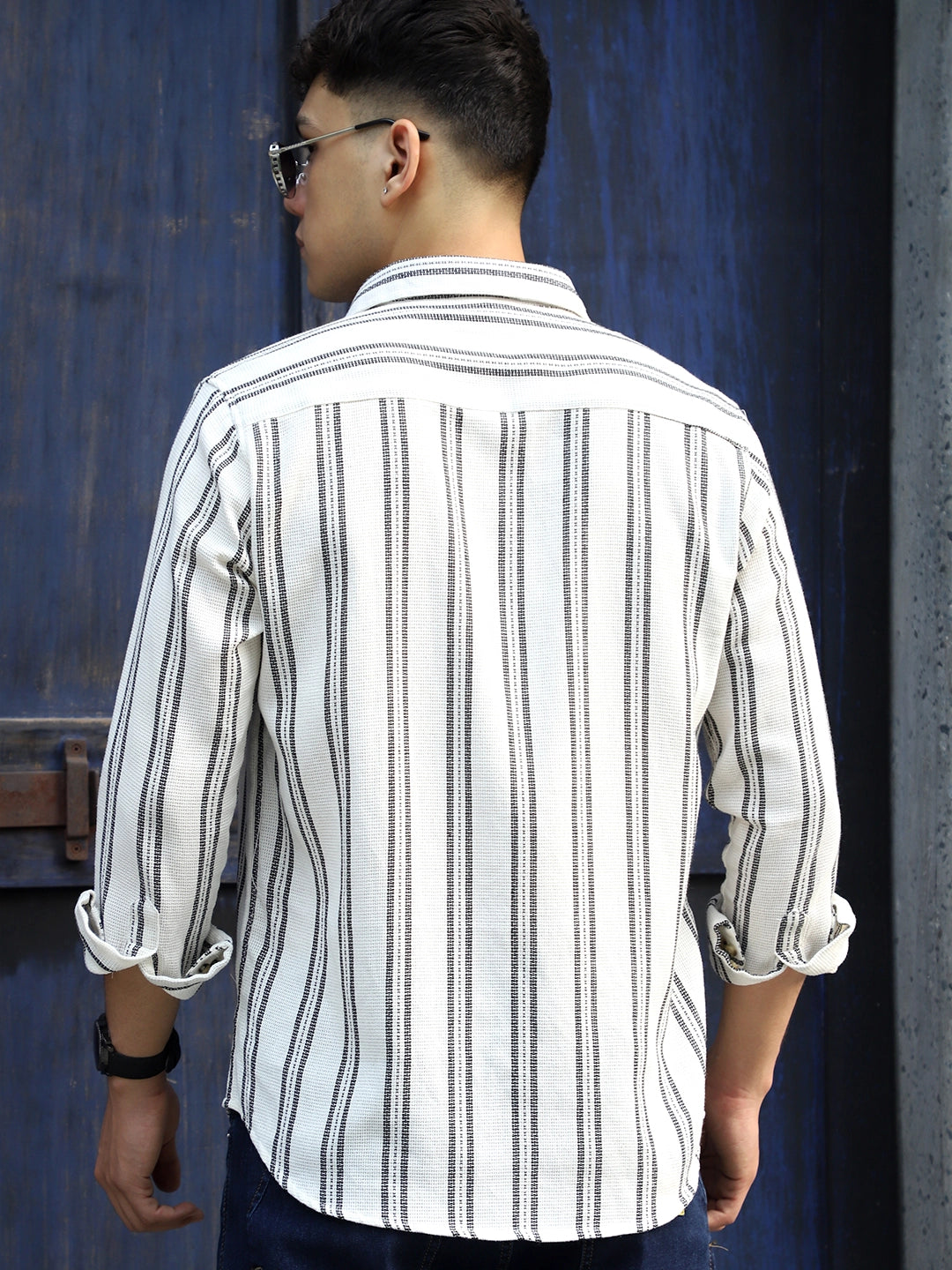 Shadow Moss Cream Stripe Full Sleeve Shirt
