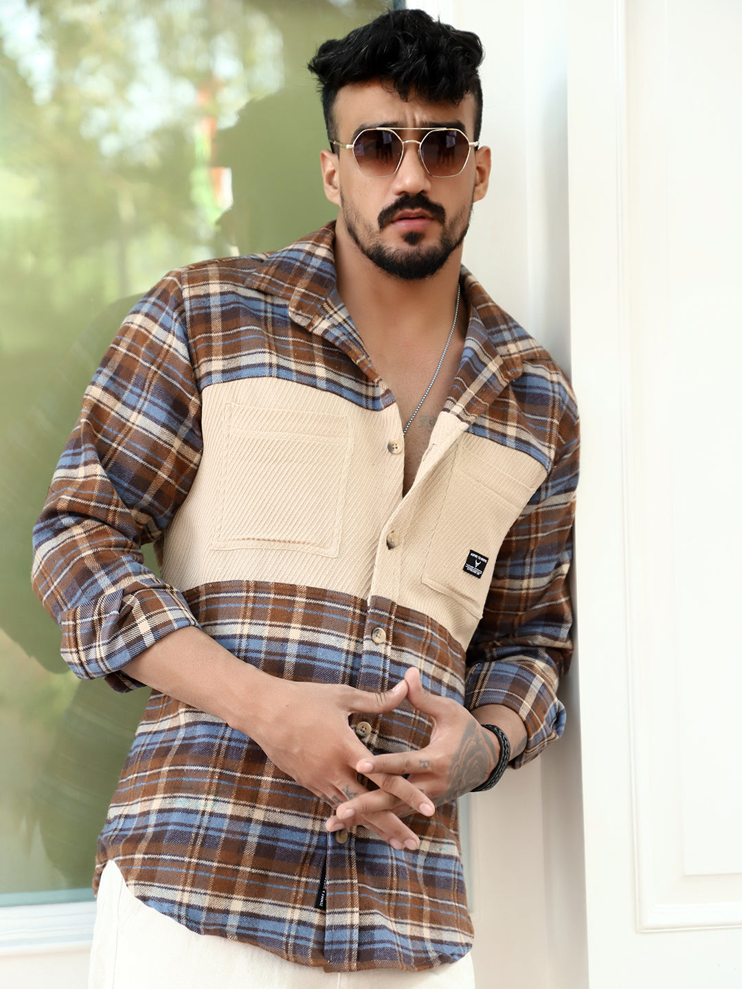 Thunderbird  Brown Check Full Sleeve Shirt