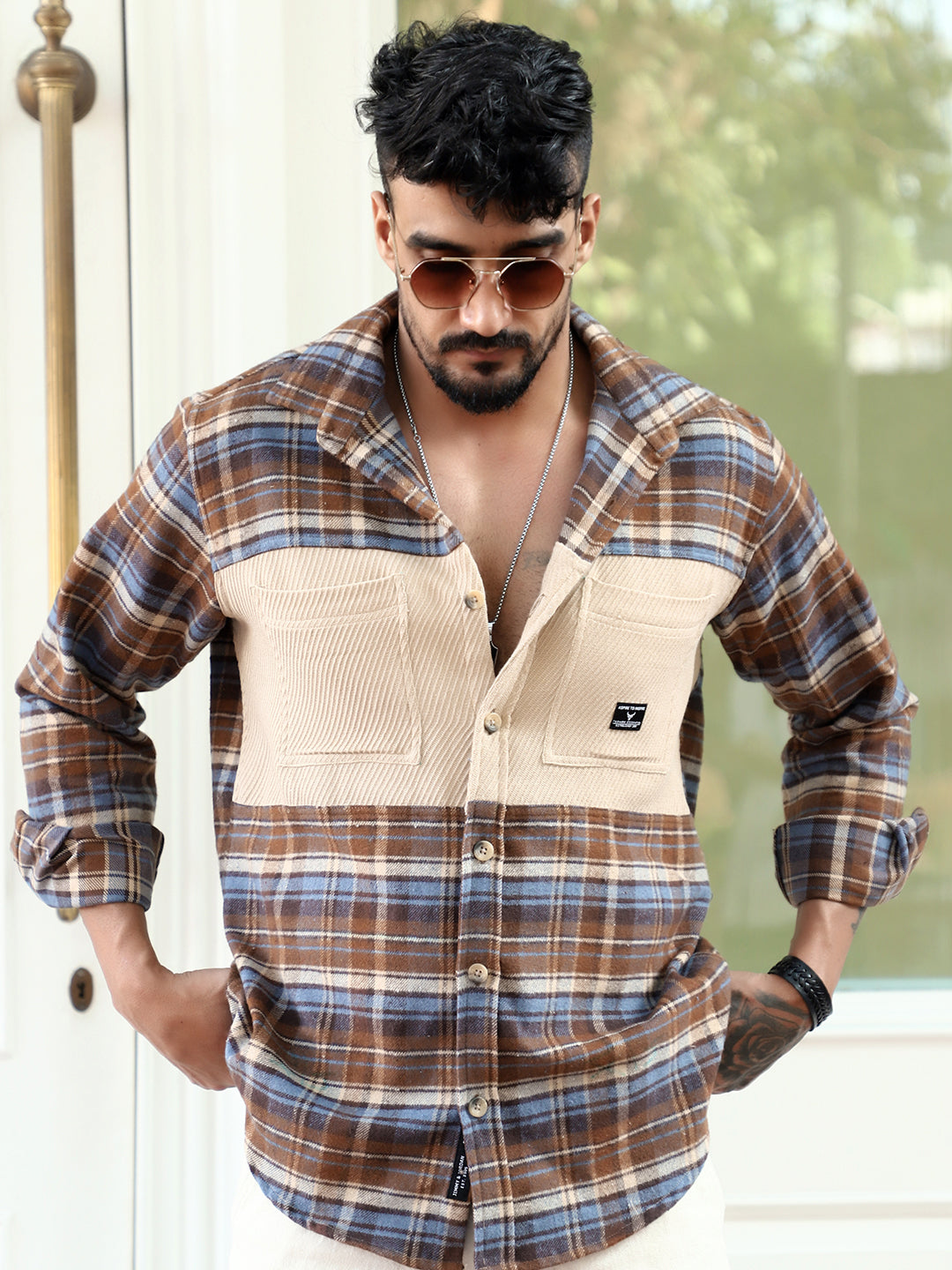 Thunderbird  Brown Check Full Sleeve Shirt