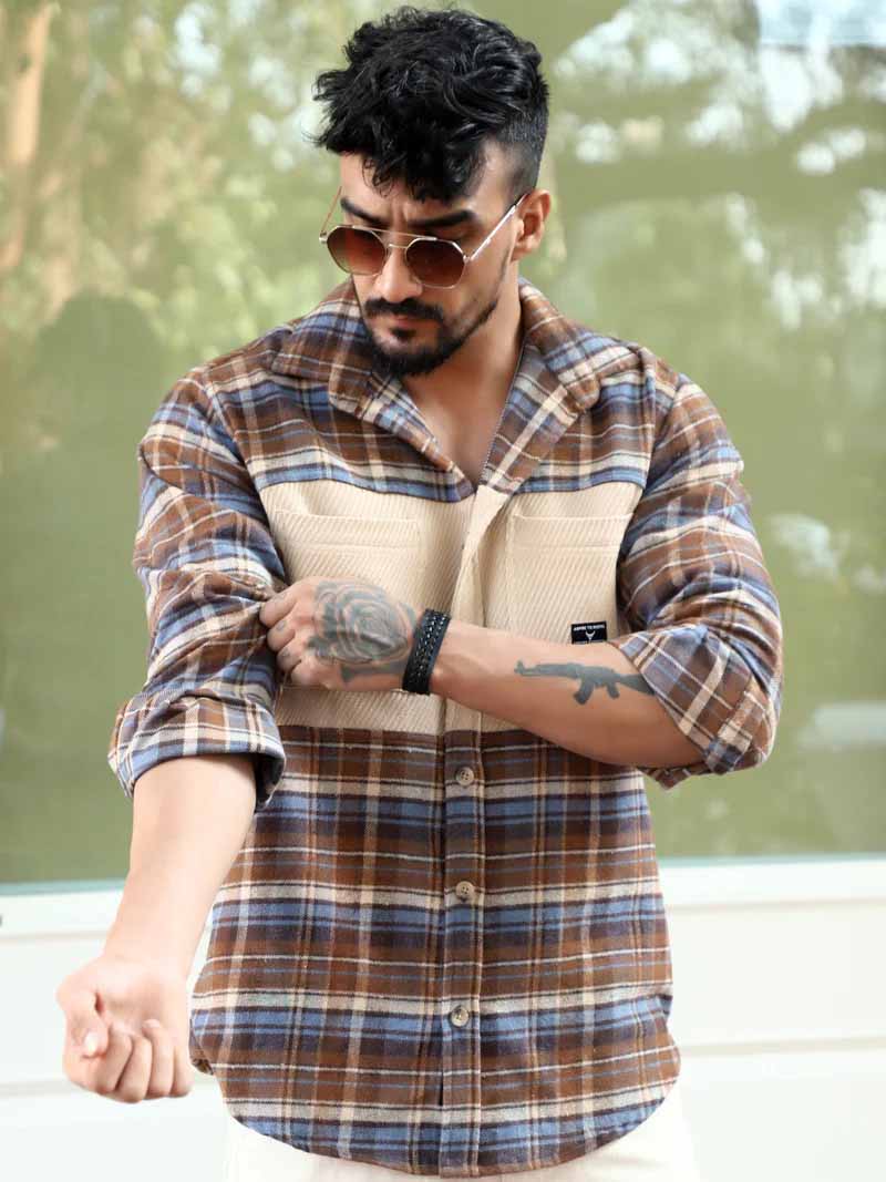 Thunderbird Brown Check Full Sleeve Shirt