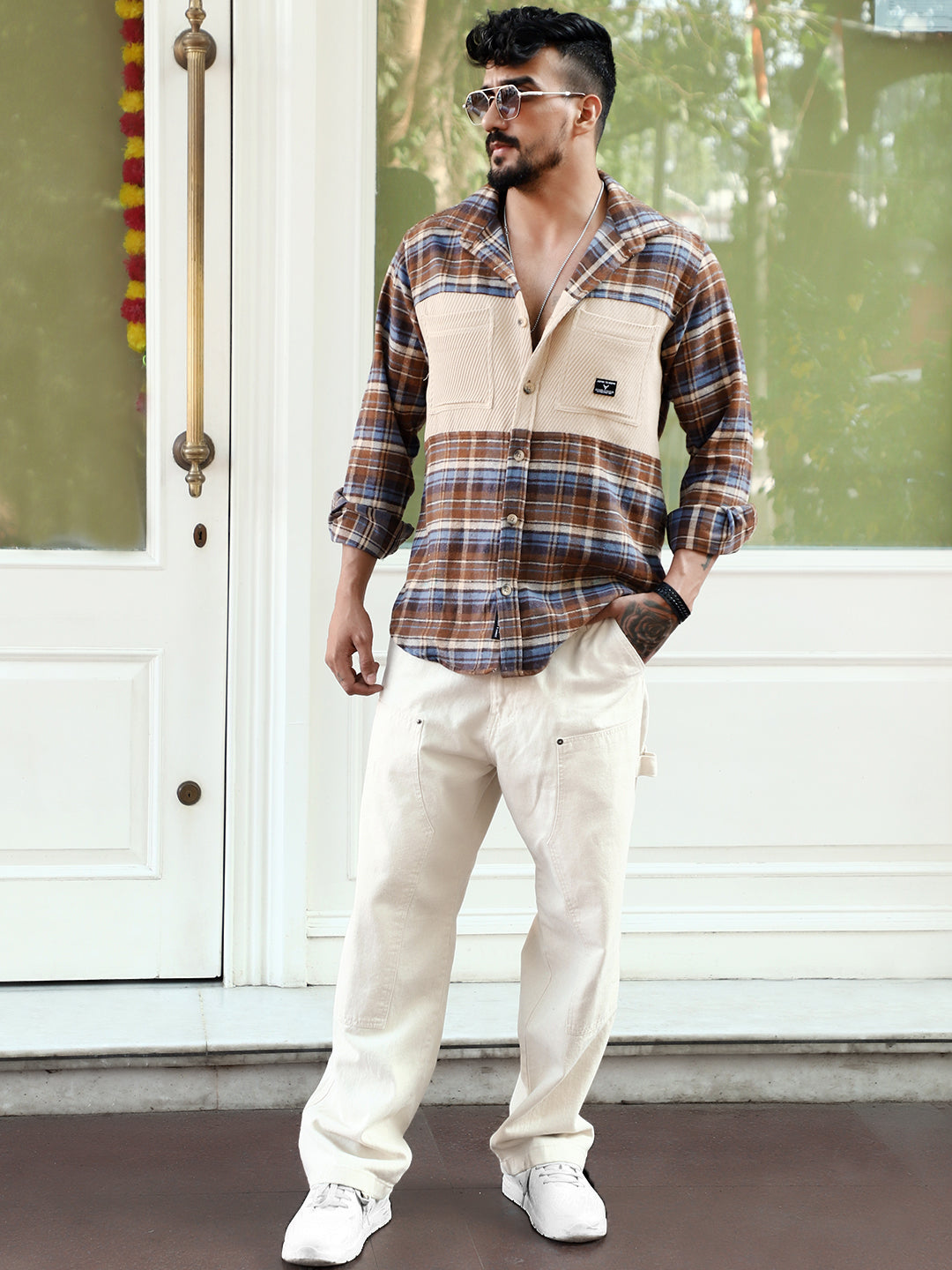 Thunderbird  Brown Check Full Sleeve Shirt