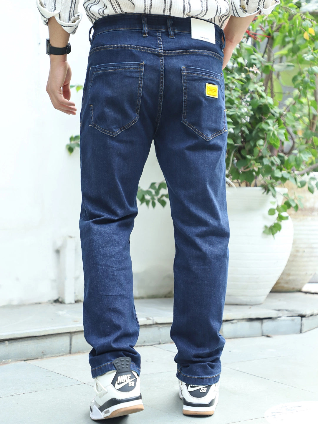Argento Dark Blue Denim Straight Fit Jeans