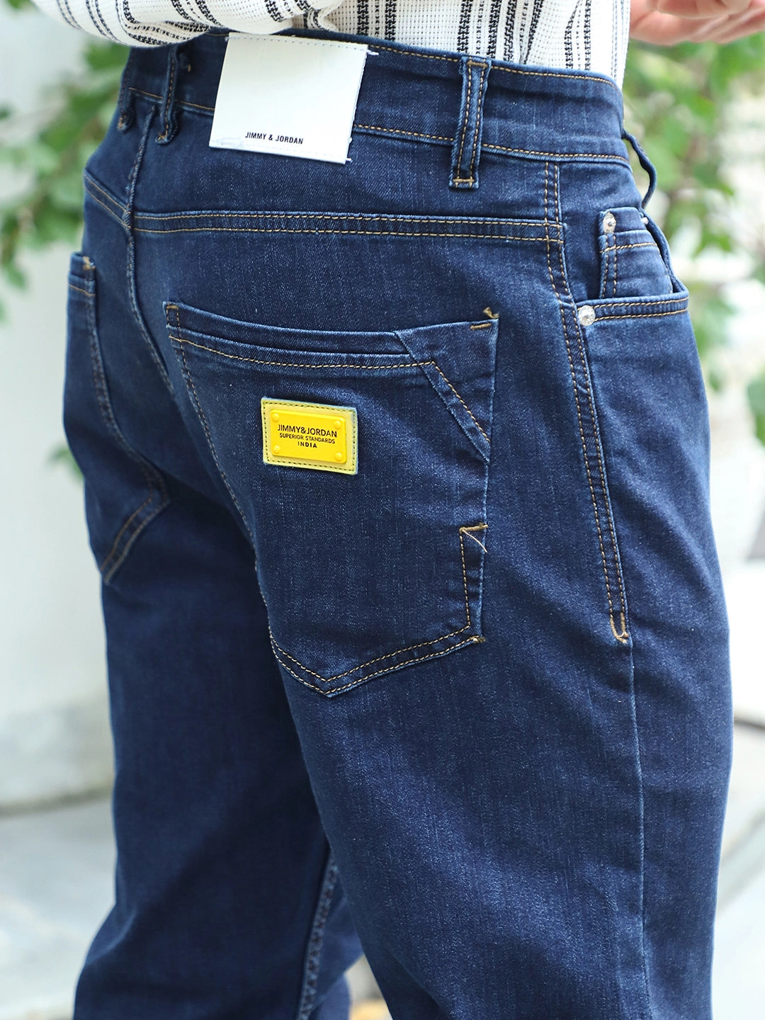 Argento Dark Blue Denim Straight Fit Jeans