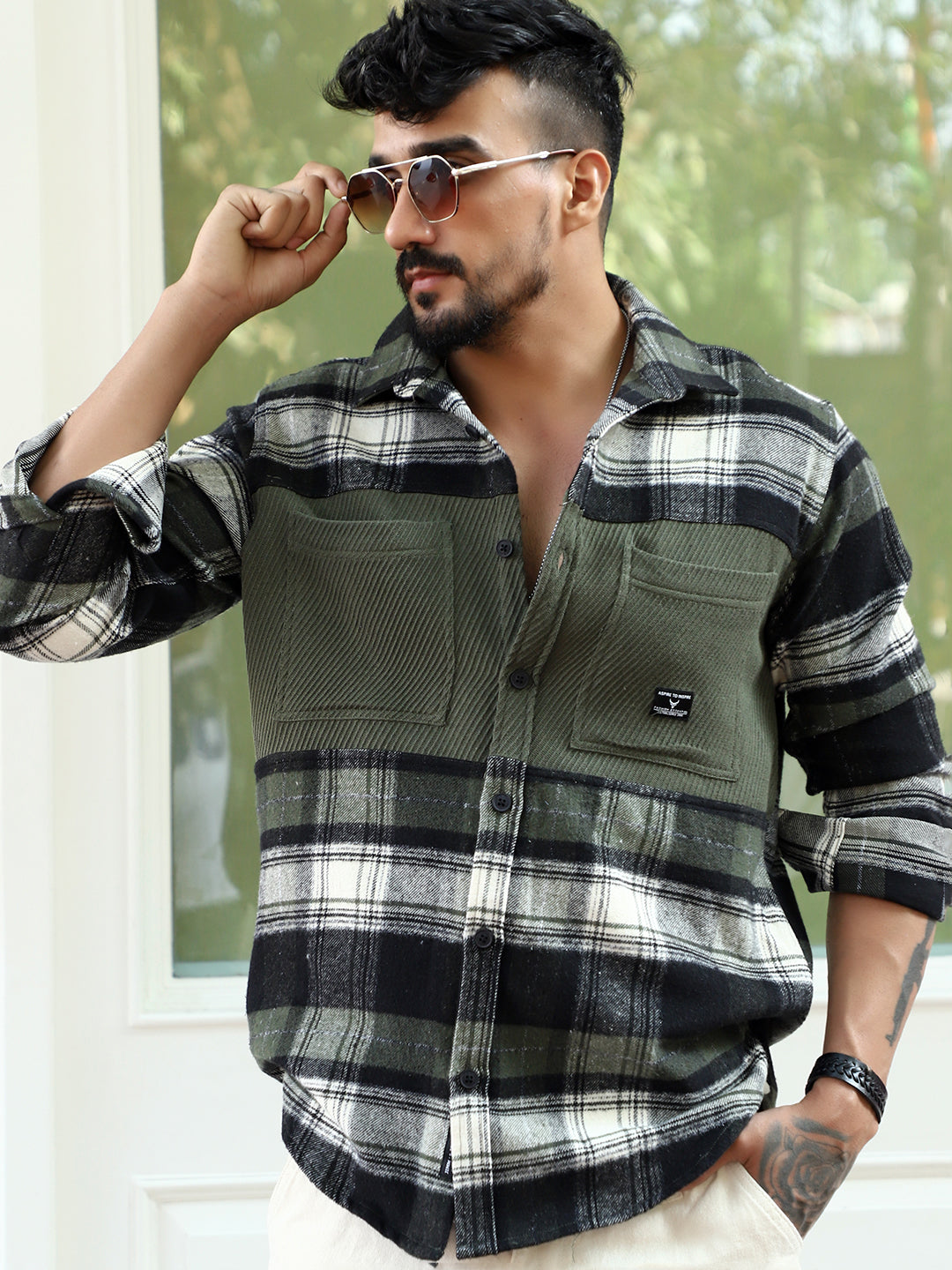 Thunderbird  Olive Check Full Sleeve Shirt
