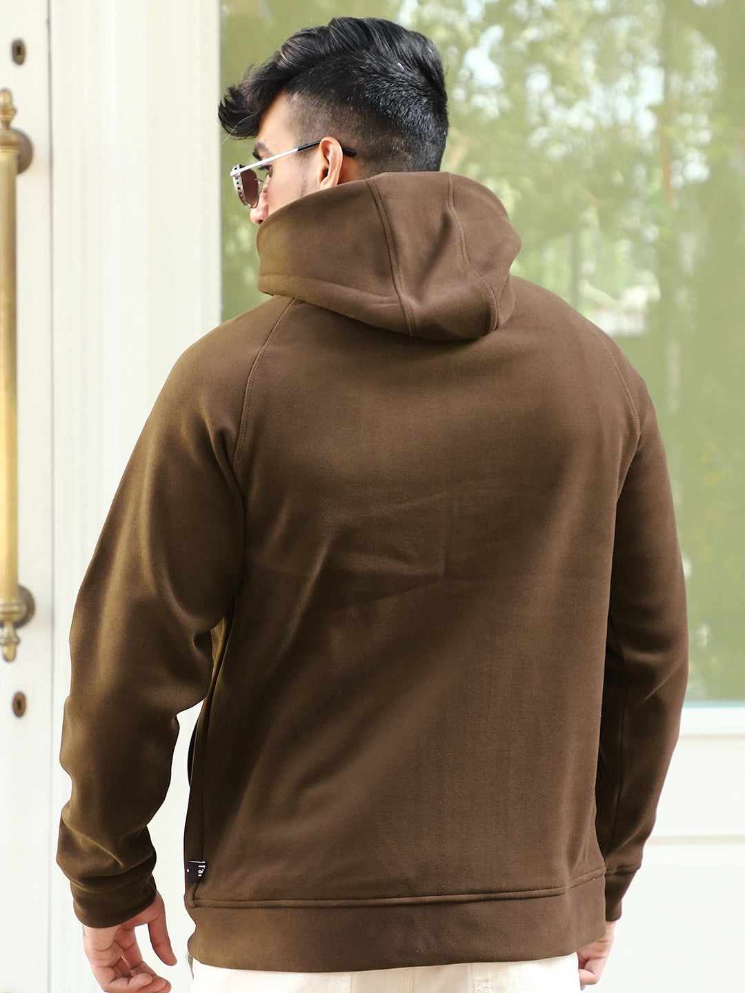 Wayfarer Dark Brown Velvet Zipper Hoodie