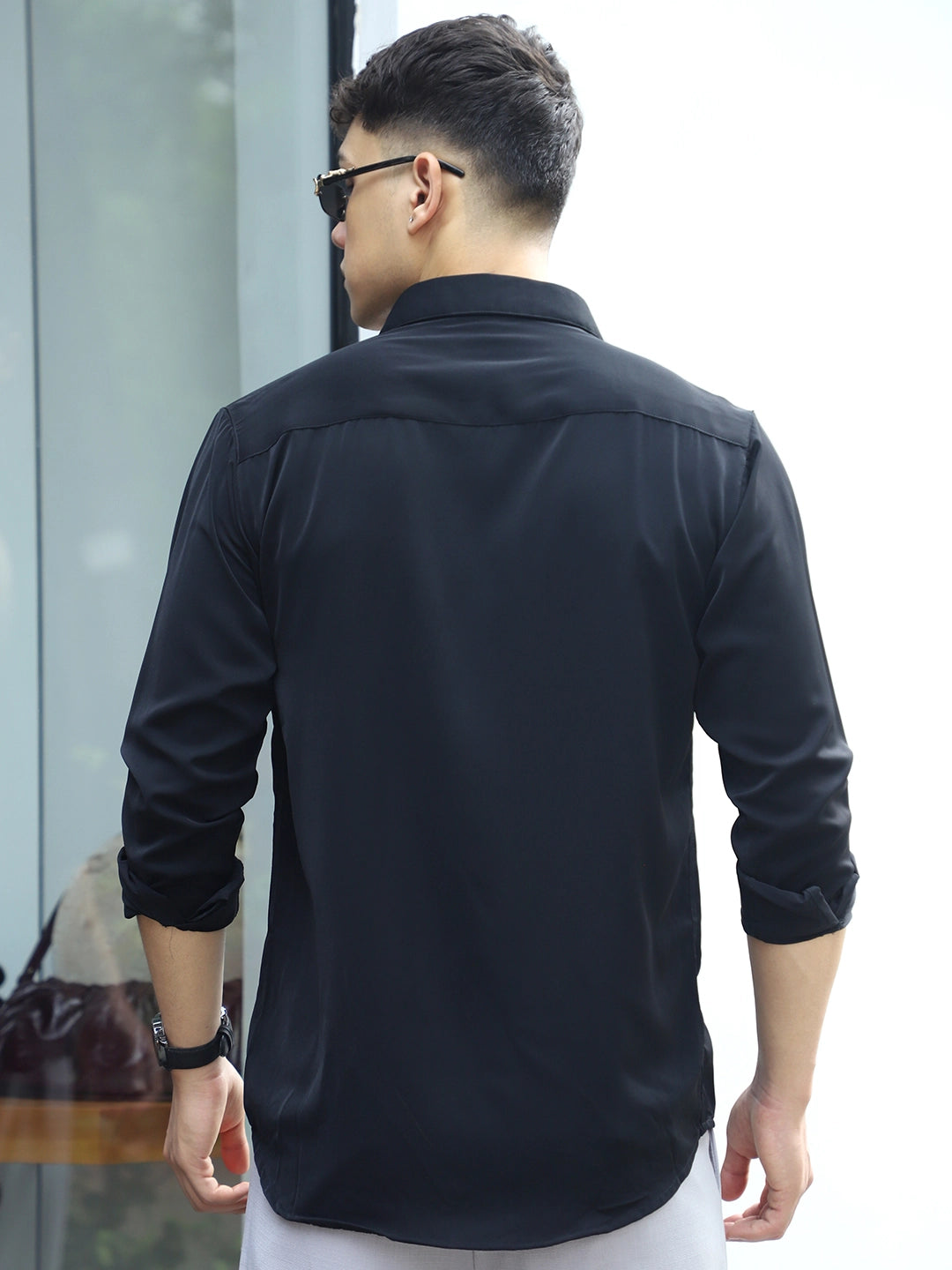 Oro Nero Black Full Sleeve Plain Shirt