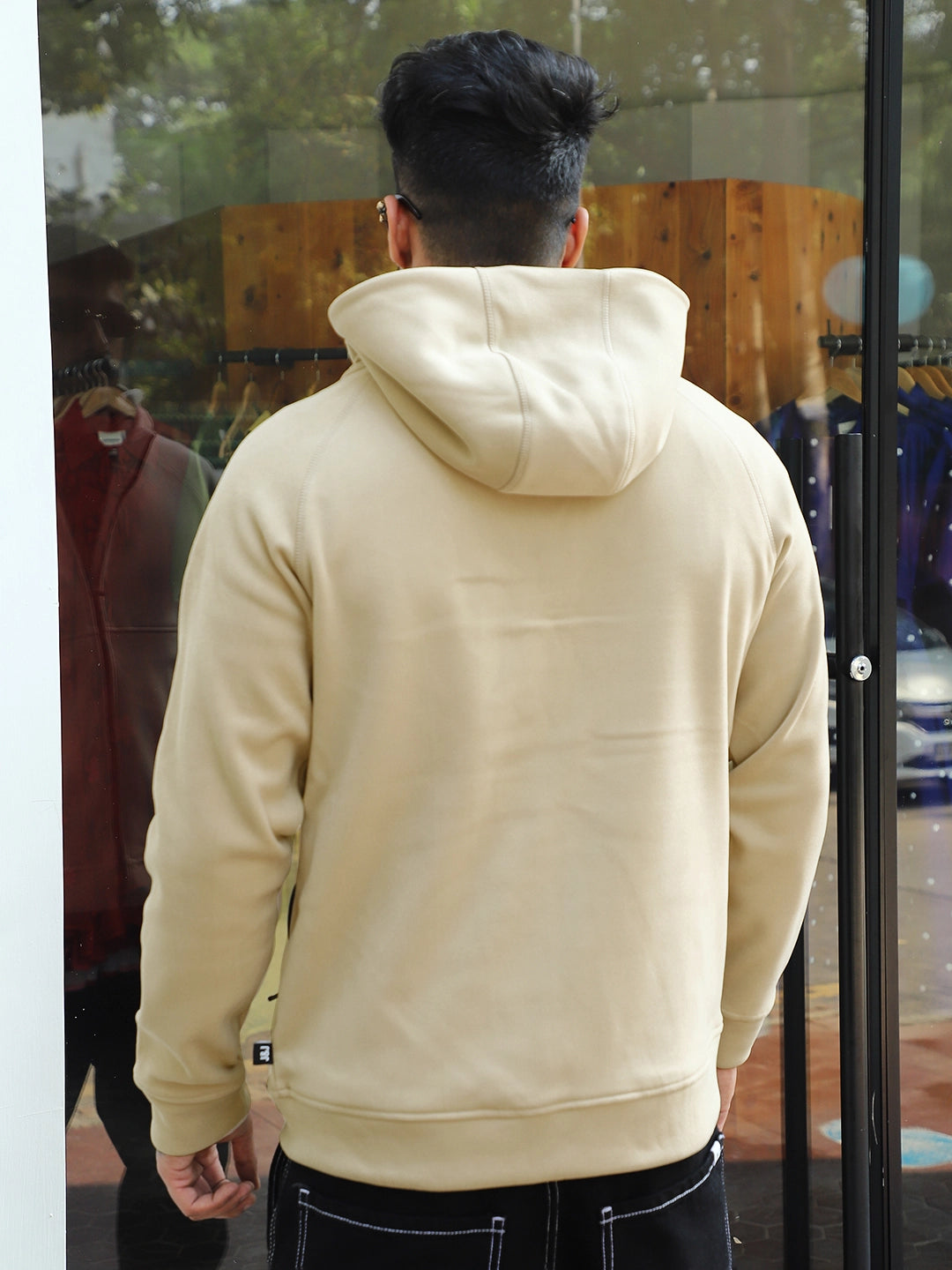 Wayfarer Beige Velvet Zipper Hoodie