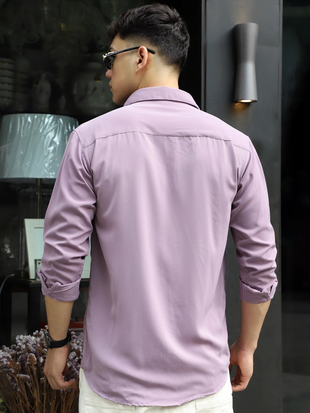 Oro Nero Purple Full Sleeve Plain Shirt