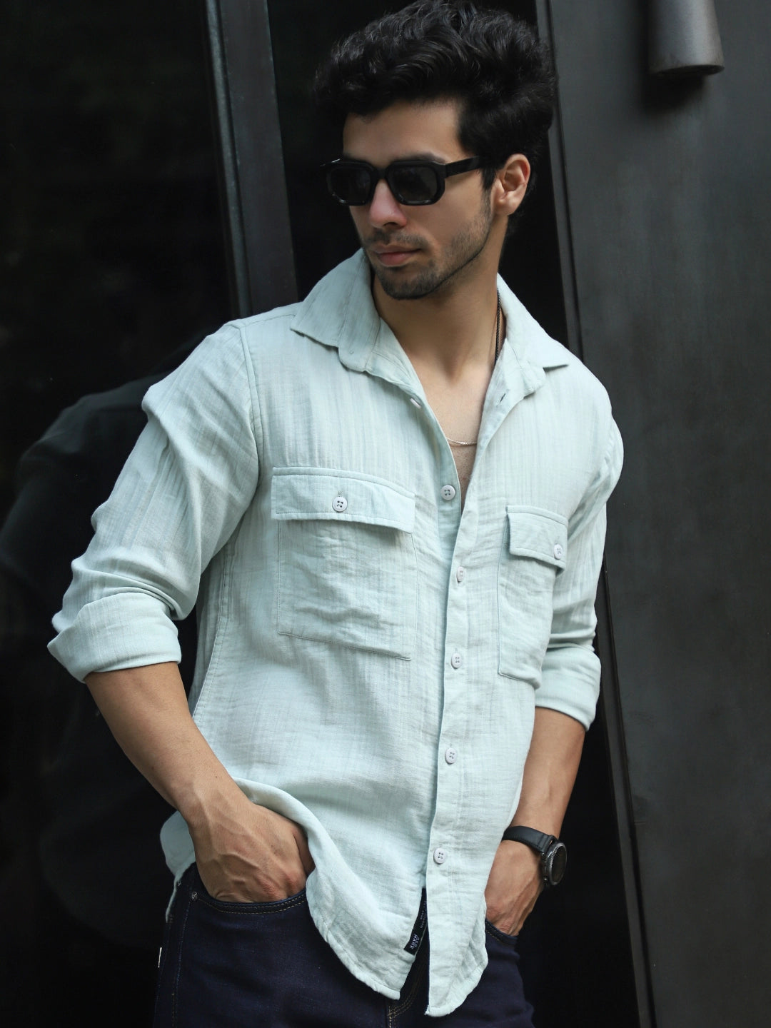Vero Vibe Lucas Double Clothe Teal Green Shirt