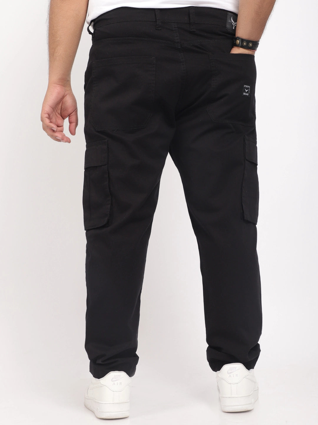 Black Cotton Cargo Men