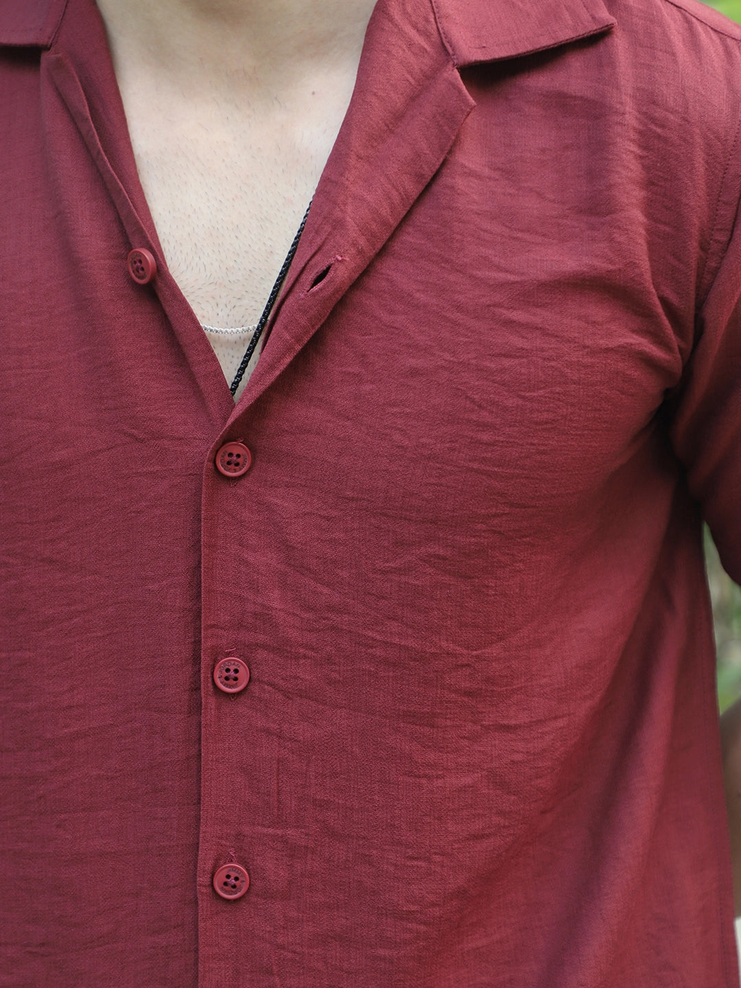 Linen Atlantica Maroon Co-Ord Set