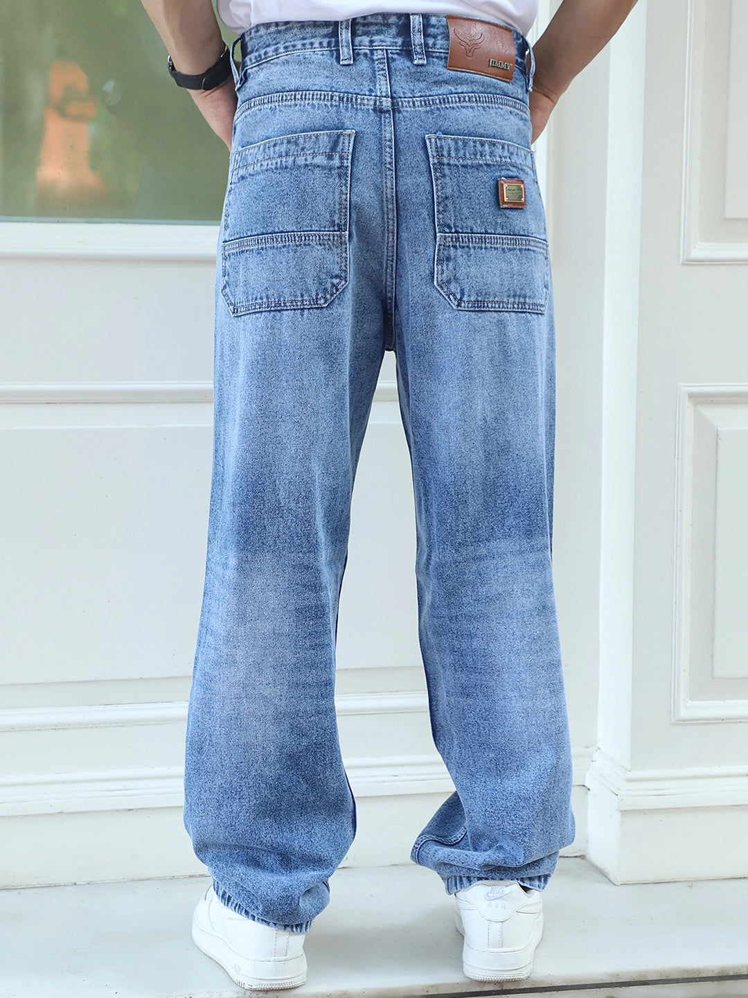 Raw Edge Light Blue Baggy Fit Jeans