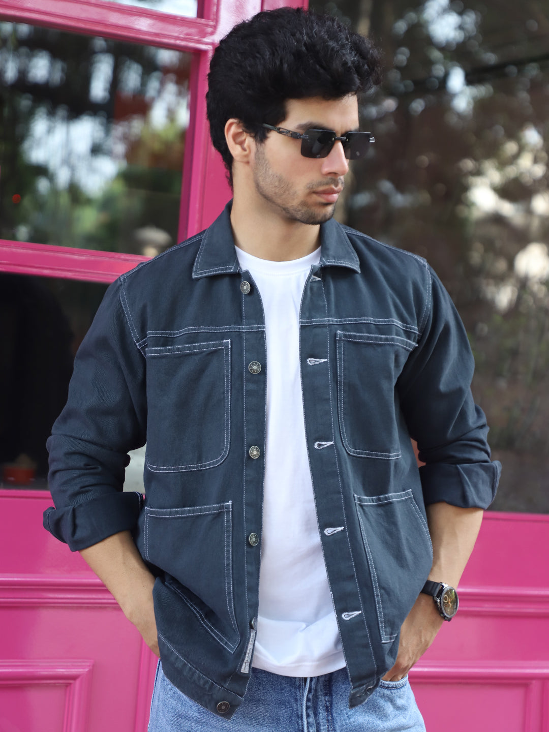 Bullet Fade Slate Grey Denim Shirt