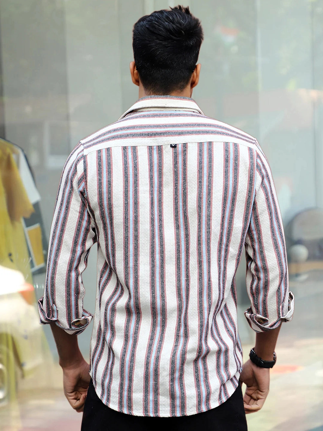 Santorini Beige Stripe Full Sleeve Shirt